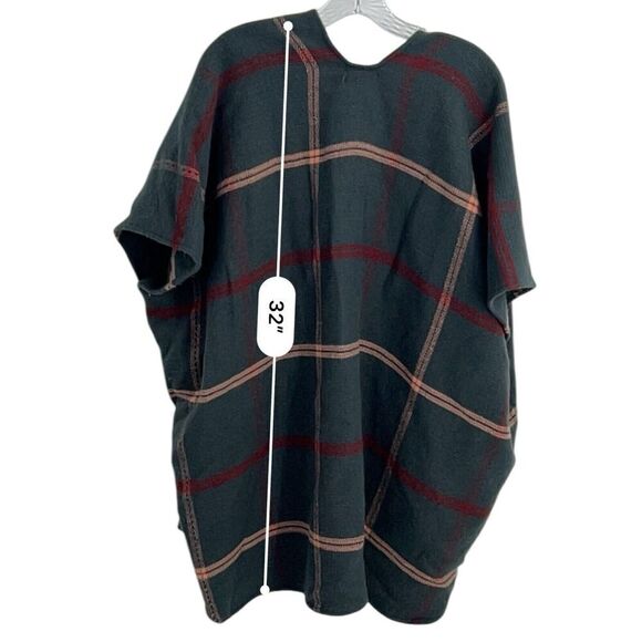 Ann Taylor LOFT Plaid Shawl Wrap Womens One Size P Open Sweater Green Plaid - Picture 5 of 8